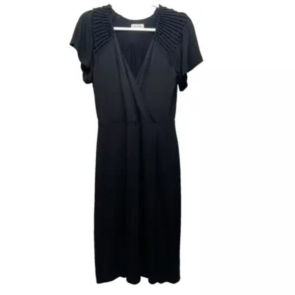 Calvin Klein Dress Women's Size Small Wrap Front Fit & Flare Short Sleeve Black - Picture 1 of 16